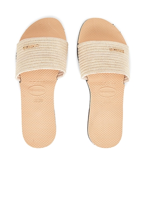 Havaianas You Malta Metallic Sandal in Tan. Size 41/42. Also in US 11/12/ BRZ 41-42.