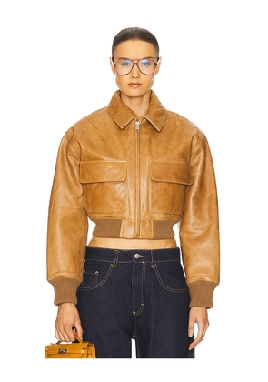 Helsa The Leather Bomber Jacket in Tan. Size M. Also in XL.