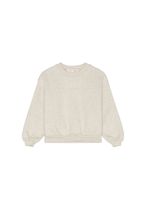 Fear of God ESSENTIALS Kids Classic Crewneck Sweatshirt in Grey. Size 2/3. Also in 4/5, 6/7.