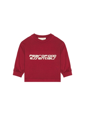 Fear of God ESSENTIALS Kids Long Sleeve Tee in Red. Size 2/3. Also in 4/5, 6/7.