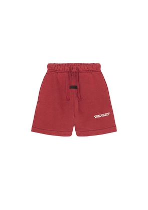 Fear of God ESSENTIALS Kids Classic Short in Red. Size 2/3. Also in 4/5, 6/7.