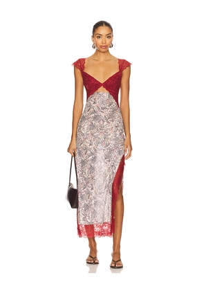 Free People x Intimately FP Suddenly Fine Maxi Slip Dress In Birch Combo in Nude,Red. Size S. Also in XS.