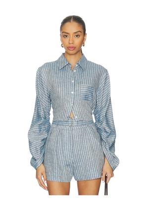 HEVRON Raquel Top in Blue. Size L. Also in XS, S, M.