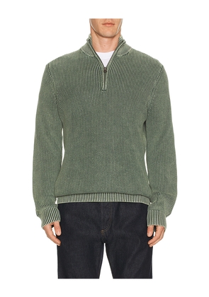 Faherty Sunwashed Quarter Zip Sweater in Olive. Size L. Also in S, M, XL/1X.