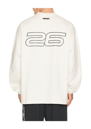 Fear of God ESSENTIALS 90'S Long Sleeve Tee in White. Size L. Also in XS, S, M, XL/1X, XXL/2X.