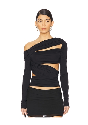 LIONESS Untamed Long Sleeve Top in Black. Size L. Also in XS, S, M, XL.