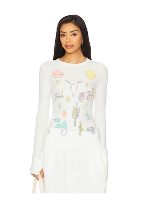 Lauren Moshi Mckinley Dessert Vibes Fitted Thermal Top in White. Size S. Also in XS.