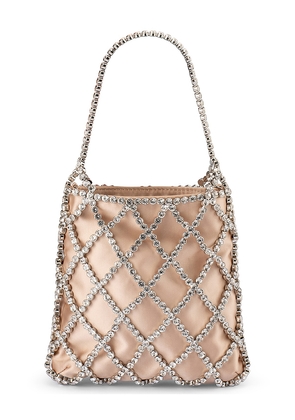 olga berg Kit Crystal Cage Bag in Metallic Neutral.