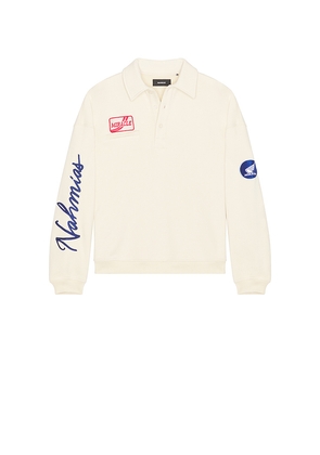 Nahmias Polo Henley Shirt in Cream. Size L. Also in M.