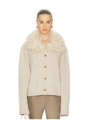 L'Academie By Marianna Allegria Faux Fur Cardigan in Beige. Size L. Also in XL, XS.