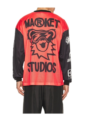 Market x Grateful Dead Moto Jersey in Red. Size L. Also in S, M, XL/1X.