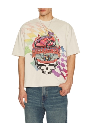Market x Grateful Dead Stealie Moto Bear T-Shirt in Cream. Size L. Also in S, M, XL/1X.