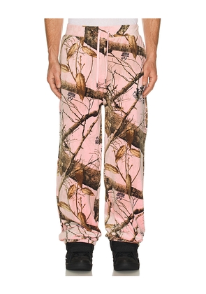 Pleasures Realtree Velour Track Pants in Pink. Size L. Also in XL/1X.