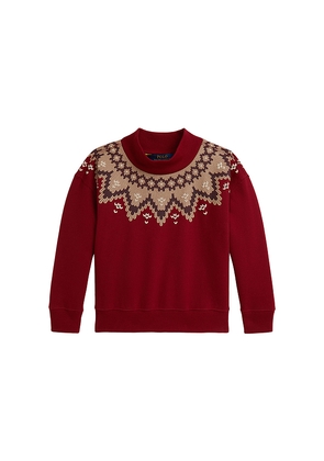 Polo Ralph Lauren Long Sleeve Lightweight Fleece Mockneck Bubble Sweatshirt in Red. Size 2. Also in 4, 5.