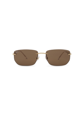Ray-Ban RB3768 Rectangular Rimless Sunglasses in Brown.