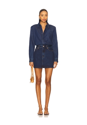 PISTOLA Pixie Mix Media Mini Dress in Blue. Size L. Also in XS.