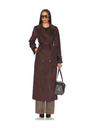 SNDYS Sutton Faux Suede Trench Coat in Chocolate. Size M. Also in L, S, XL, XS, XXL, XXS.