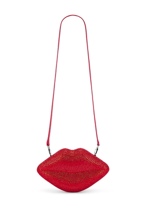 SIMONMILLER Crystal Lip Clutch in Red.