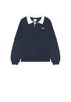 Rhude Layered Pique Polo in Blue. Size XXL/2X. Also in L.
