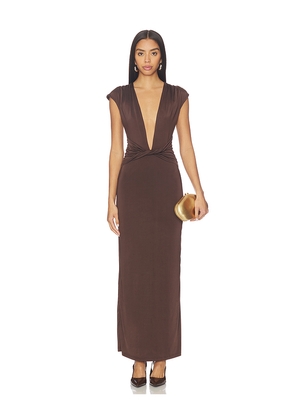 superdown Cataleya Maxi Dress in Brown. Size L. Also in XXS, XS, S, M, XL.