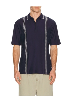 Palmes Panel Zip Polo in Navy. Size L. Also in S, M, XL/1X.