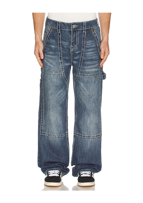 True Religion Vinny Ultra Baggy Carpenter Big T Denim Pant in Blue. Size 30. Also in 31, 32, 33, 34, 36.