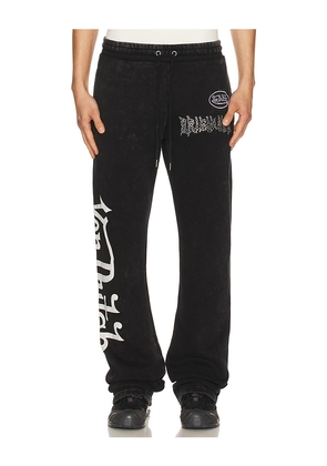 Von Dutch Logo Flared Leg Joggers in Black. Size L. Also in S, M, XL/1X.