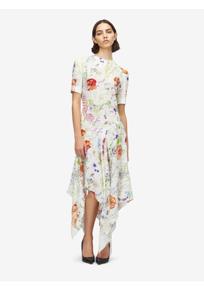 ALEXANDER MCQUEEN - Meadow Floral Asymmetric Dress - Item 861420QZAQV9015