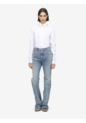 ALEXANDER MCQUEEN - Crystal Embroidery Straight Leg Jeans - Item 846044QMAD04383