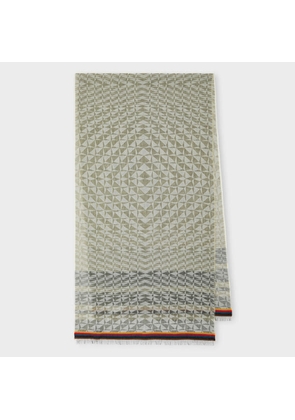 Paul Smith Khaki 'Optical Diamond' Cotton-Modal Scarf Green