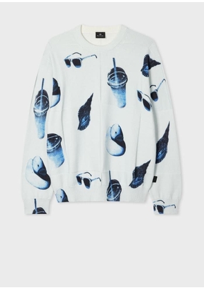 PS Paul Smith Light Blue 'Sunbleached Snaps' Print Sweater Grey