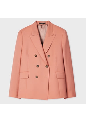 Paul Smith Women's Peach Mohair-Blend Double Breasted Blazer Pink