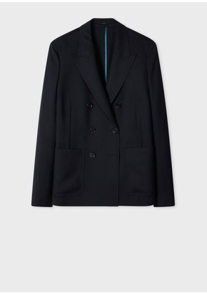 Paul Smith Women's A Suit To Travel In - Navy Unlined Double-Breasted Wool Blazer Blue