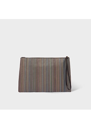 Paul Smith Women's 'Signature Stripe' Coated Canvas Pouch Multicolour