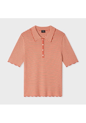 PS Paul Smith Women's Knitted Stripe Polo Red