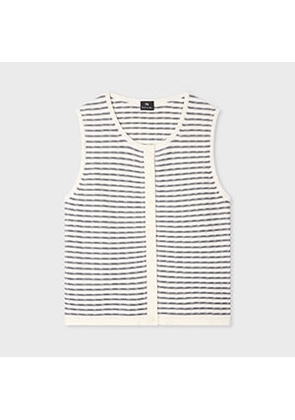 PS Paul Smith Women's White Knitted Stripe Waistcoat