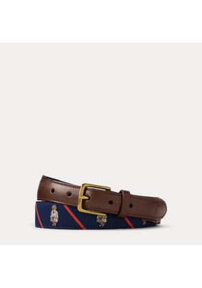 Polo Bear Leather-Trim Belt