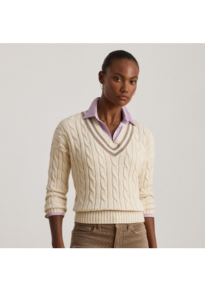 Cable-Knit Cotton Cricket Jumper
