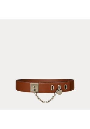 Leather Chain Padlock Wide Belt