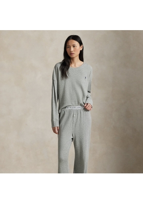 Striped Waffle-Knit Long-Sleeve PJ Set