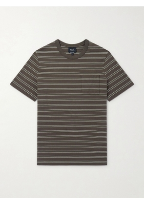 A.P.C. - Logo-Embroidered Striped Organic and Recycled Cotton-Jersey T-Shirt - Men - Brown - XS