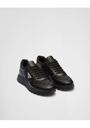 Leather and Re-Nylon high-top sneakers