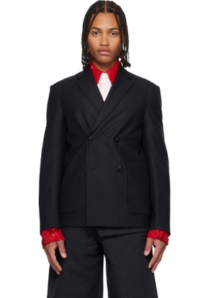 Dries Van Noten Navy Wool Blazer