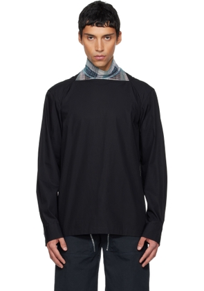 Dries Van Noten Black Boat Neck Cotton Shirt