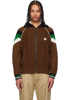 RICE NINE TEN Brown Knitting Track Jacket