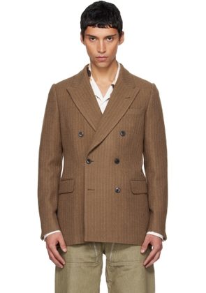 Dries Van Noten Tan Pinstripe Blazer