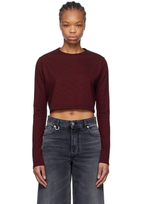 We11done Black & Red Striped Cropped T-shirt