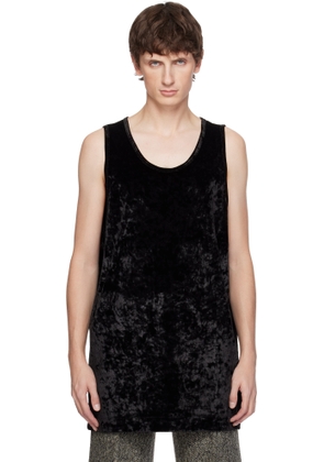 Dries Van Noten Black Velour Tank Top