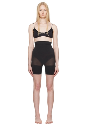 SKIMS Black Sheer Seamless High-waisted Mid Thigh Shorts