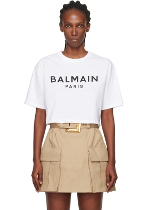 Balmain White 'Balmain Paris' Print T-shirt